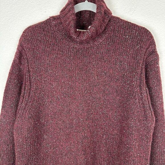Joseph Abboud Sz L Turtleneck Sweater Burgandy Wool Luxury blend Outdoor cozy - Picture 2 of 10